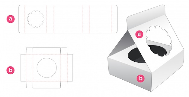 Empaque de pastel con plantilla de cubierta troquelada