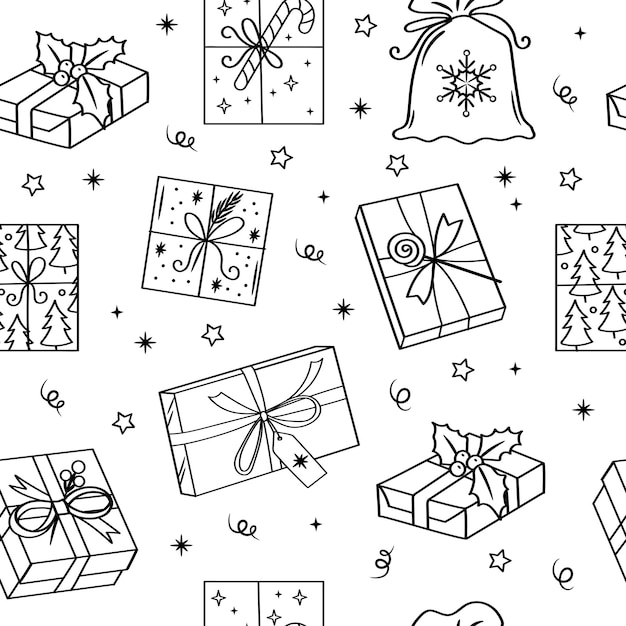 Empaque de regalos de Navidad y Año Nuevo Patrón sin costura para embalaje de papel tapiz de tela