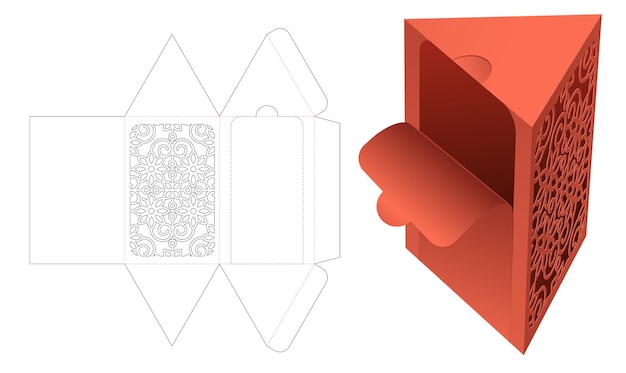 Empaquetado triangular con cremallera con plantilla troquelada de patrón estarcido y maqueta 3D