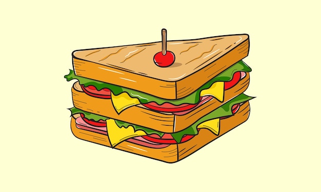 Emparedado. Vector aislado dibujado a mano ilustración comida rápida para carteles, menús, folletos, icono