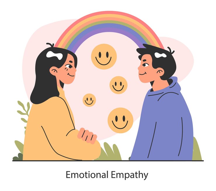 Vector empatía profunda comprensión de las emociones simpatía y compasión apoyo emocional o consuelo