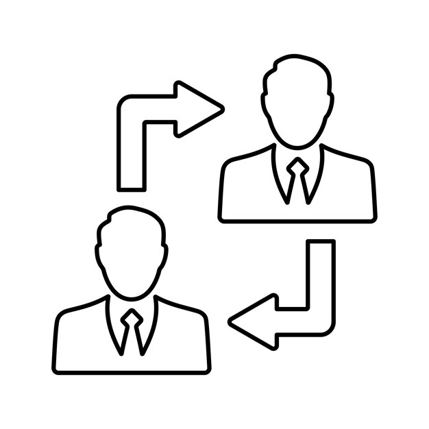 Empleado Cambiar icono de contorno Vector de arte de línea