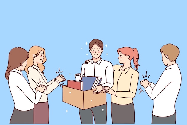 Empleado feliz bienvenido recién llegado a la oficina