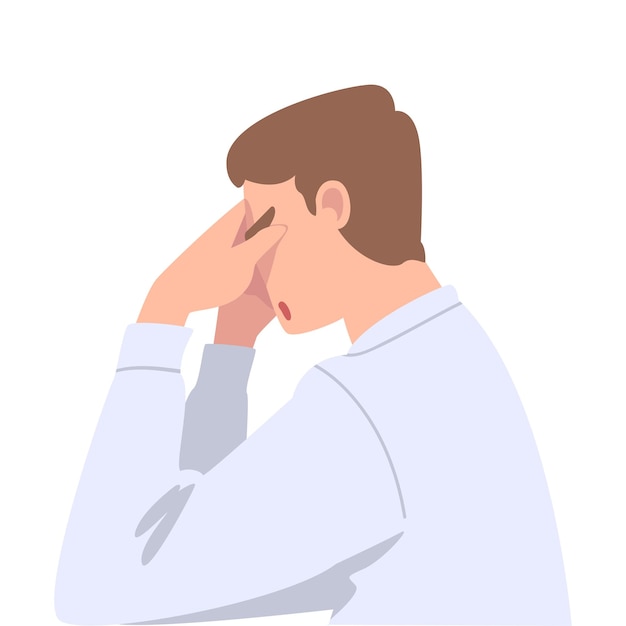 Empleado de oficina decepcionado cubriendo su cara con la mano mostrando frustración y vergüenza Ilustración vectorial