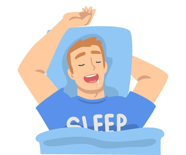 Empleado de oficina durmiendo en una almohada cubierta con una manta teniendo una ilustración vectorial de descanso nocturno