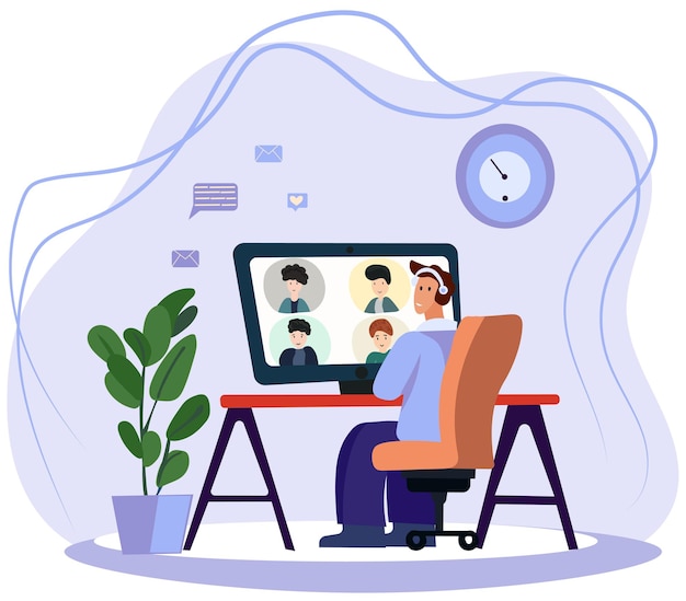 Los empleados colaboran a través de videollamadas discutiendo proyectos y asistiendo a sesiones informativas en línea