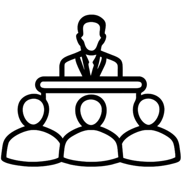 Empleados de la oficina de la sala de conferencias contorno de icono