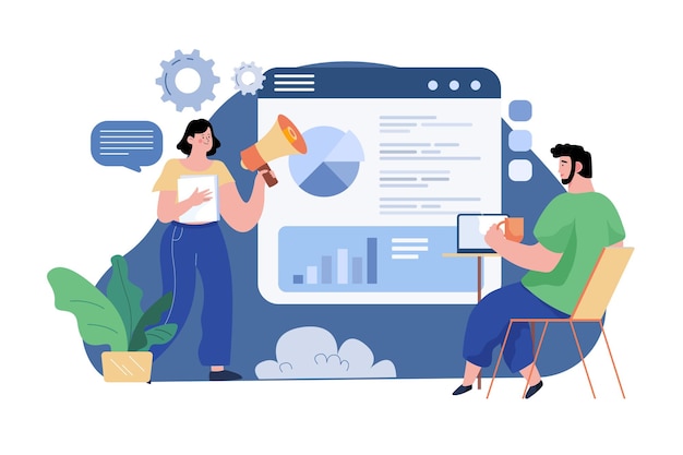Empleados que trabajan en la estrategia de marketing