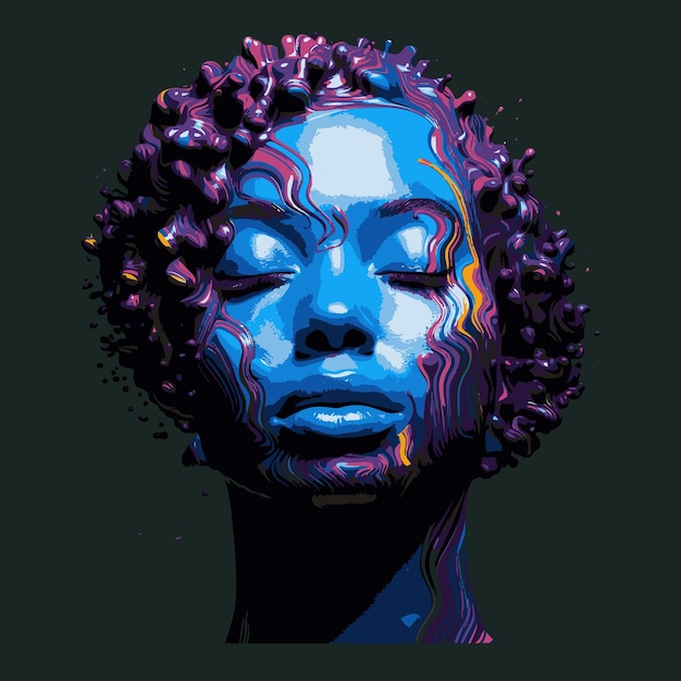 Empoderando el arte pop contemporáneo Retrato de una mujer negra que fusiona el estilo callejero y el afrofuturismo