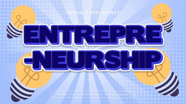 Emprendimiento azul amarillo y blanco estilo de fuente de efecto de texto editable en 3D