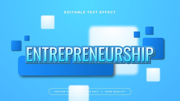 Emprendimiento azul y blanco estilo de fuente de efecto de texto editable en 3D