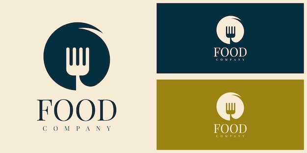 Empresa de alimentos con diseño de logotipo de tenedor.