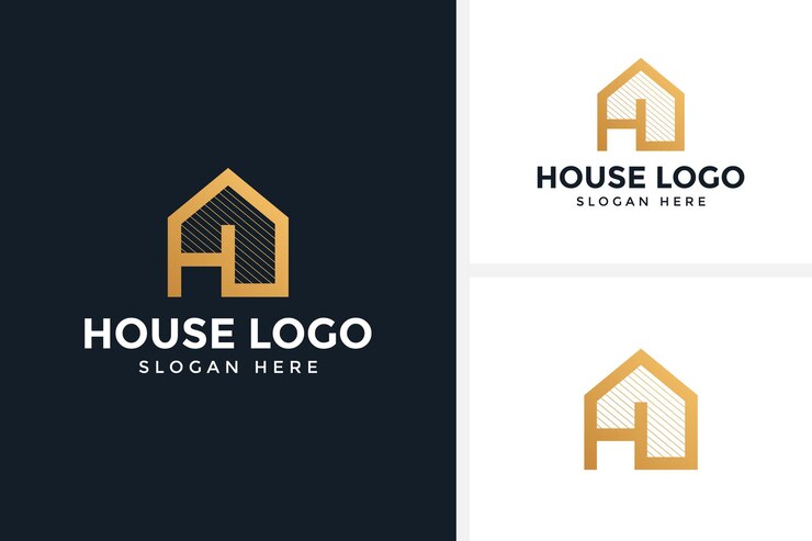 Empresa de bienes raíces de ilustración de vector de diseño de logotipo de casa de oro