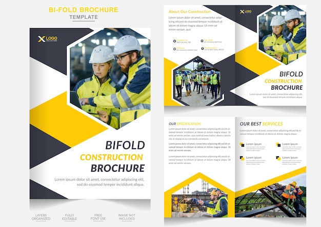 Empresa de diseño y construcción de folletos plegables amarillos de construcción de edificios residenciales creativos