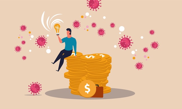 Empresa exitosa del mercado de valores y moneda de impacto Pandemia riesgo dinero y finanzas
