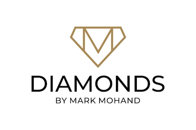 Empresa de joyería de ilustración con las iniciales M dentro de un diseño de logotipo de diamante