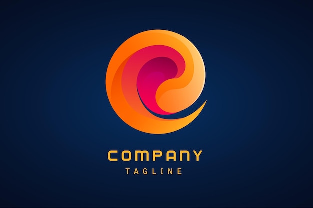 Empresa de logotipo degradado de tornado vórtice abstracto naranja púrpura