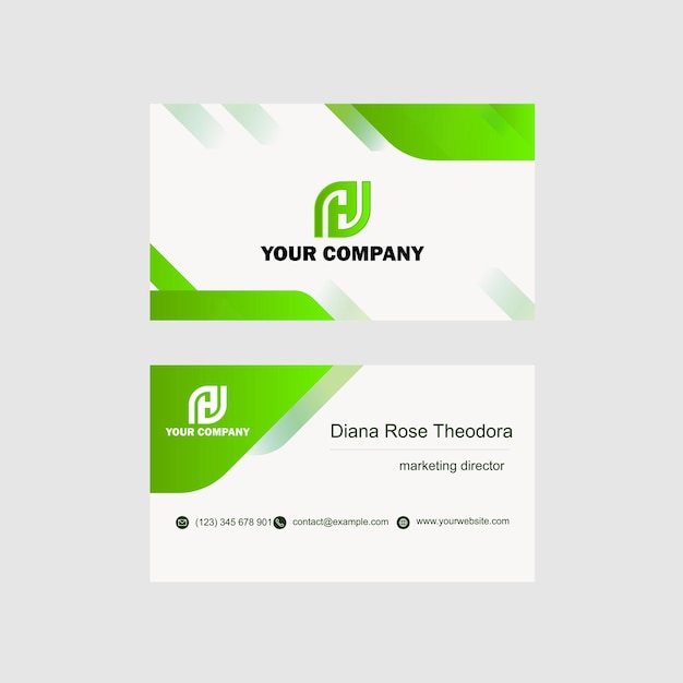 Vector empresa de tarjetas de identificación de gradiente verde