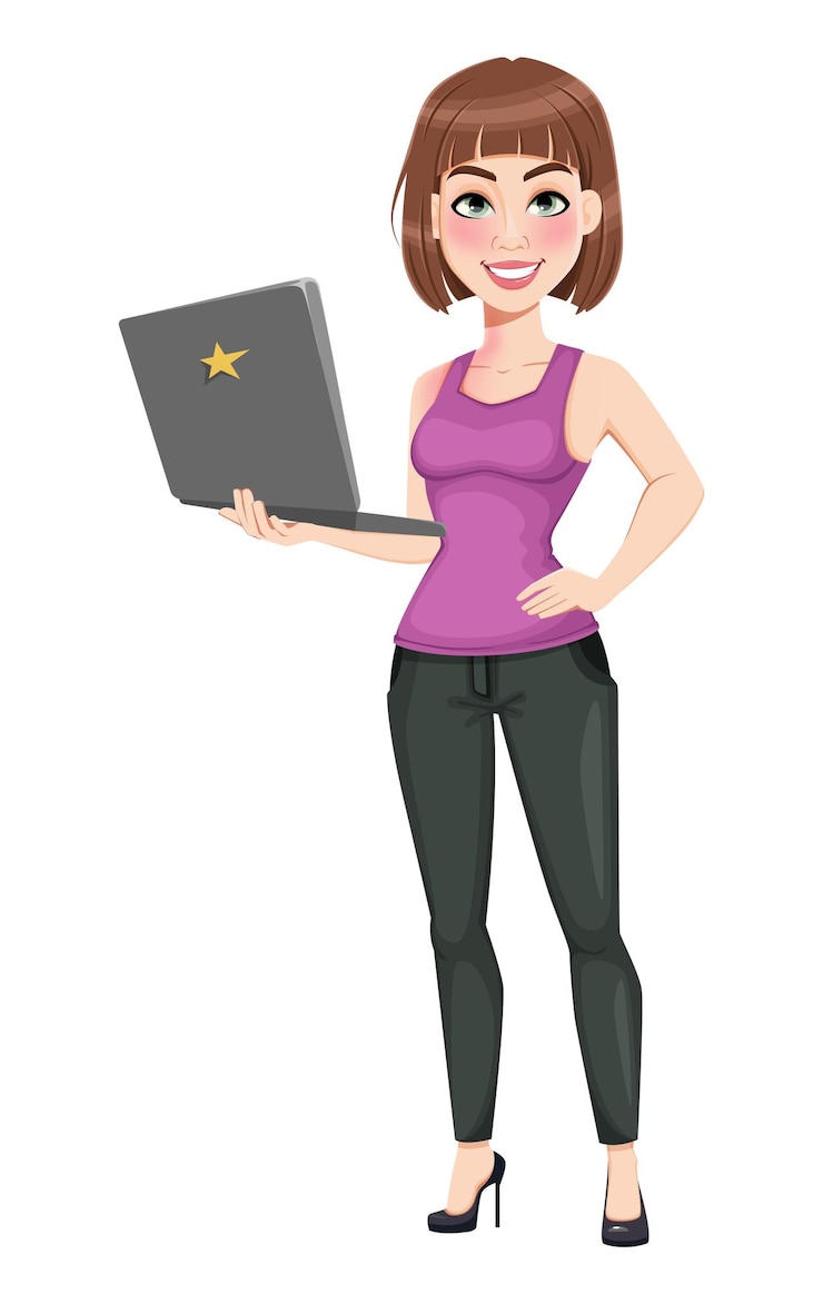 Vector empresaria de dibujos animados lindo en ropa casual