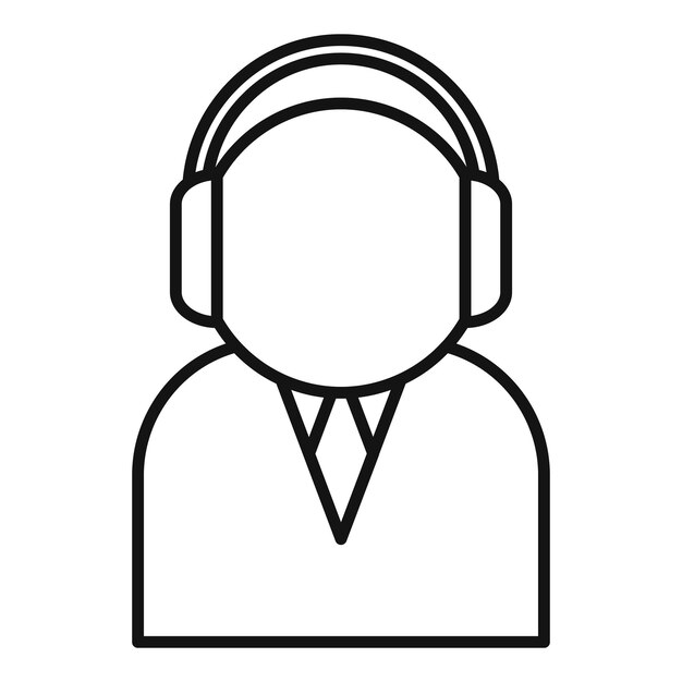 Empresario con auriculares escuchando música o icono de podcast