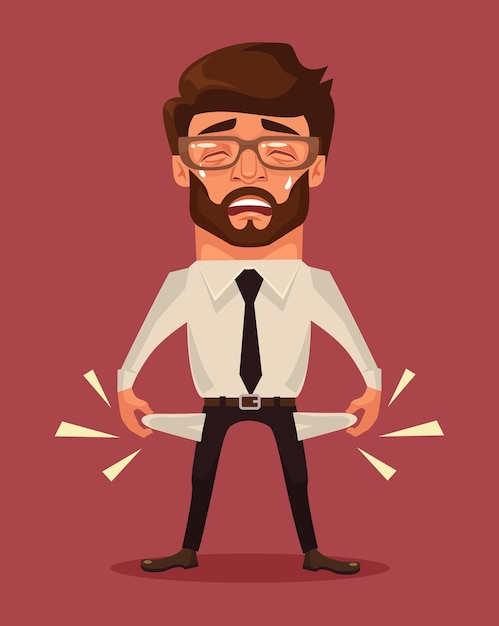 empresario con bolsillos vacíos