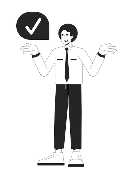 Empresario confirmación bw concepto vector punto ilustración