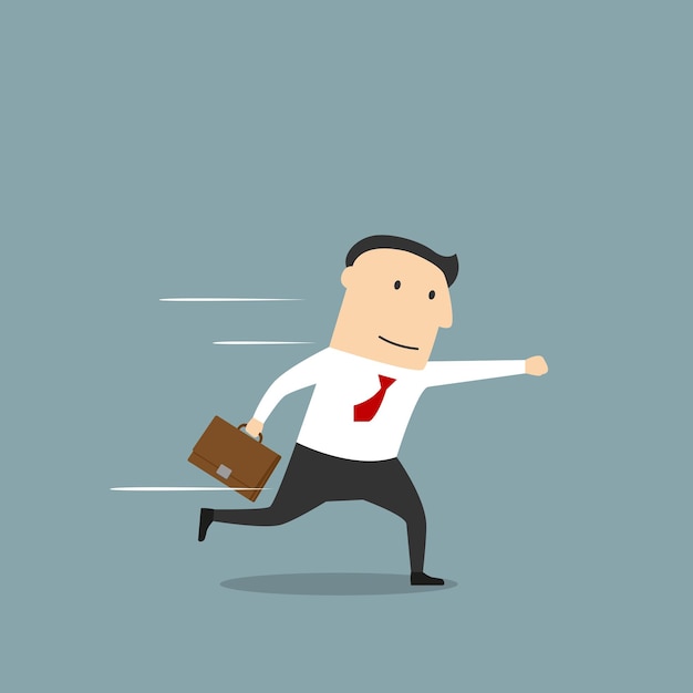 Empresario corriendo a toda prisa al trabajo