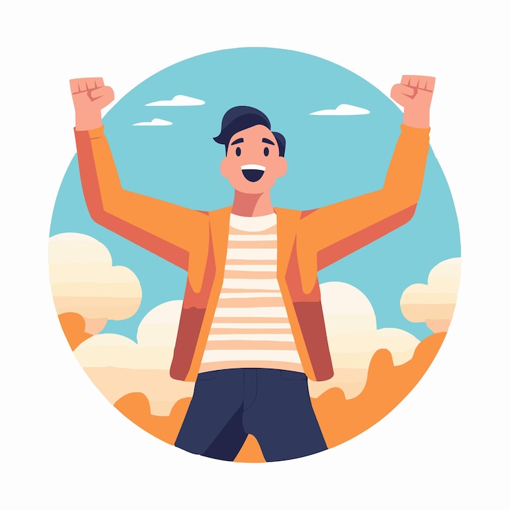 Vector empresario dibujado a mano feliz de terminar el trabajo en estilo plano
