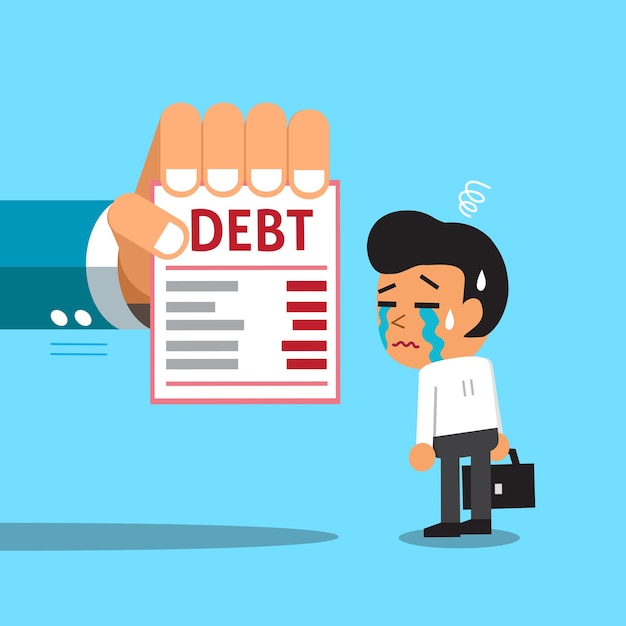 Empresario de dibujos animados y carta de deuda | Vector Premium Empresario de dibujos animados y carta de deuda | Vector Premium
