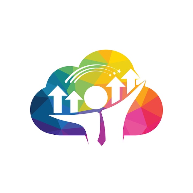 Empresario y diseño de logotipo vectorial en forma de nube gráfica