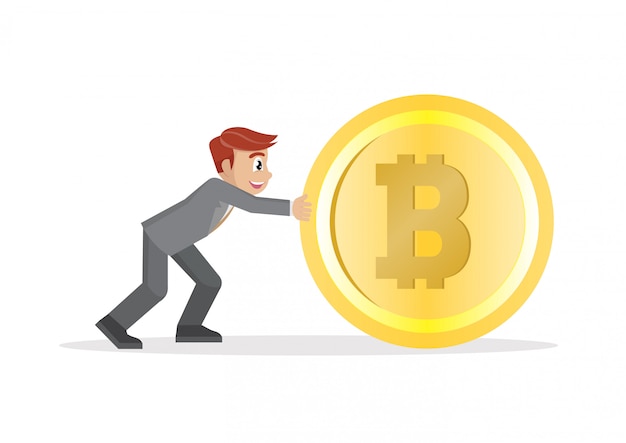 empresario empuja a bitcoin grande.