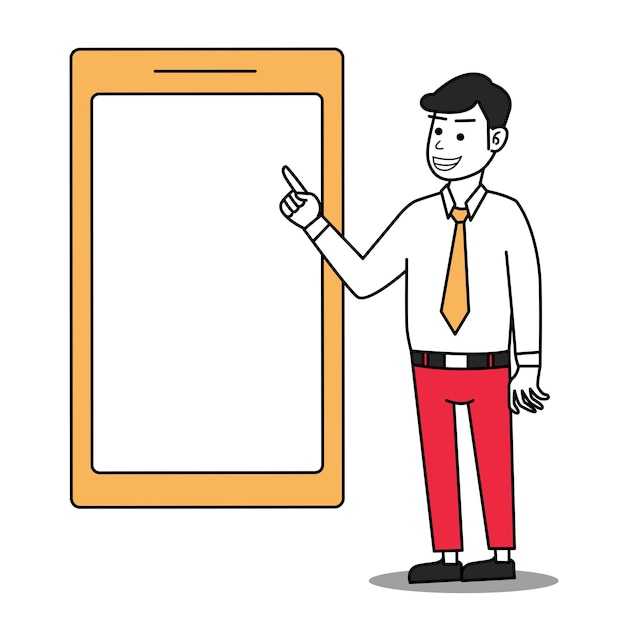 empresario explicando con smartphone