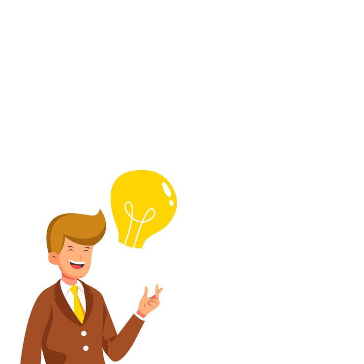 Vector empresario extendiendo una mano y mostrando un fondo en blanco para explorar nueva información e ideas hombre con corbata recibiendo mensajes y datos cruciales