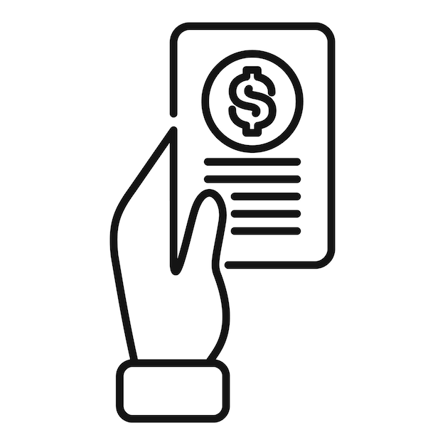 Empresario con factura con signo de dólar que muestra el pago de los servicios prestados