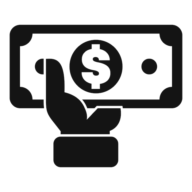 Empresario con el icono del billete símbolo del pago del salario