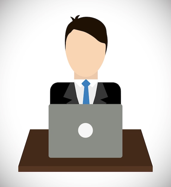 Empresario con el icono de la computadora portátil.