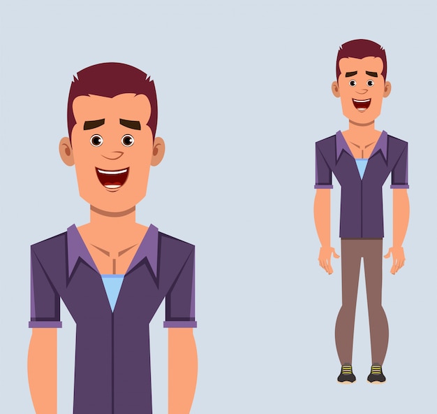 Empresario informal personaje de dibujos animados de pie pose ilustración vectorial para su diseño, movimiento o animación