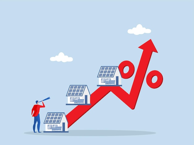 El empresario invierte en una casa de inversión de negocios con paneles solares