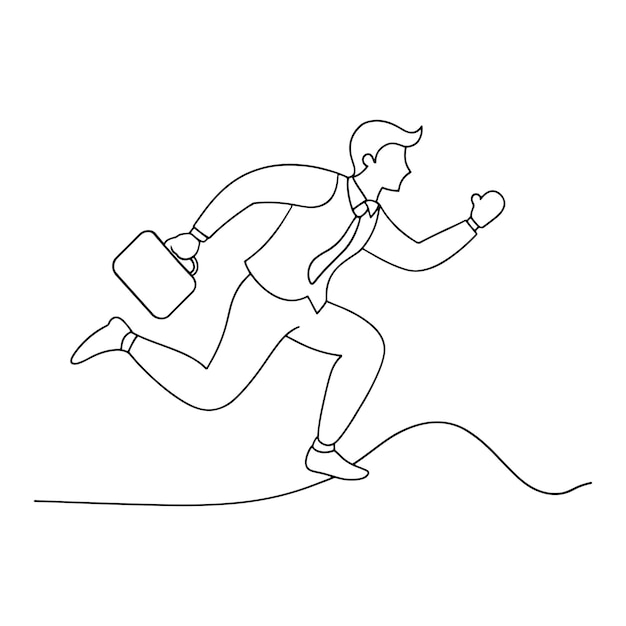 Empresario listo para correr en la línea de salida ilustración vectorial plana de arte