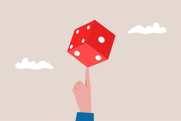 Empresario mano lanzar los dados concepto de juego de azar de negocios