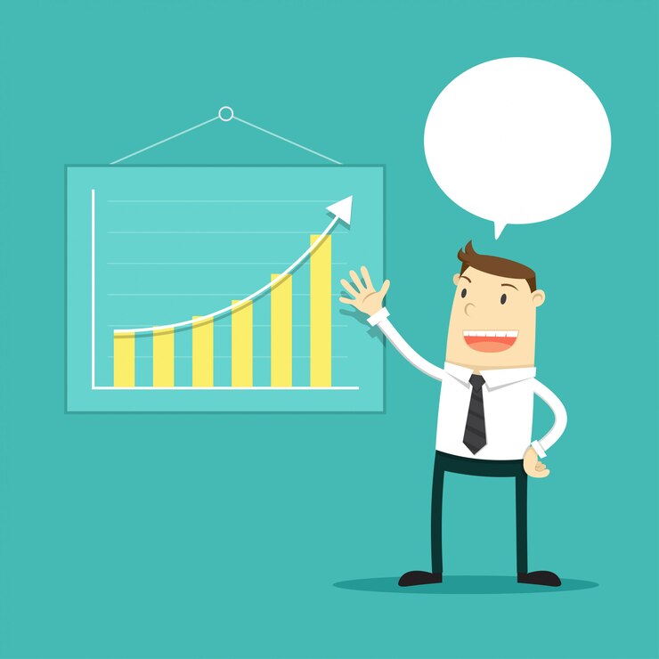 Vector empresario muestra un plan de negocios. ilustración