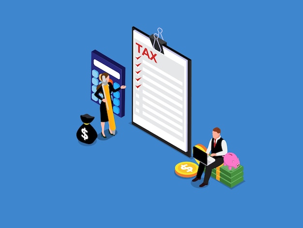 Empresario y mujer de negocios calculan documento para impuestos