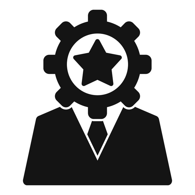 Empresario pensando en el éxito con equipo e icono estrella