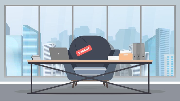 Vector empresario de pie en el interior de la oficina de lujo con vista panorámica de la ciudad, luz natural, piso de concreto y lugar de trabajo. concepto de jefe y profesional.