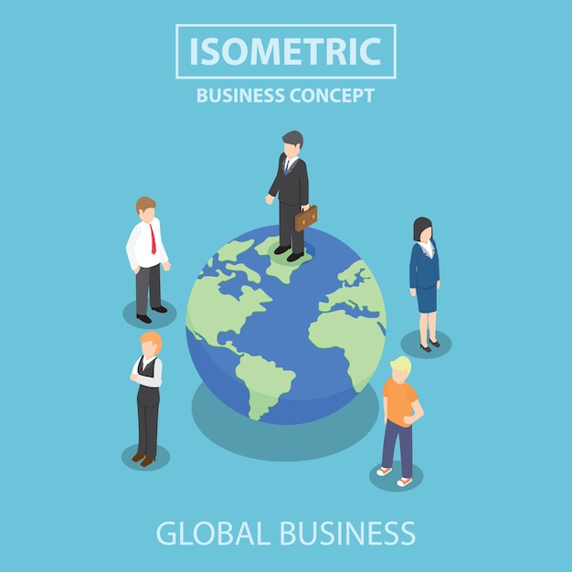 Empresario de pie en el mundo