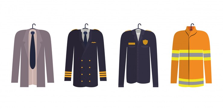 Vector empresario piloto policía y bombero uniforme