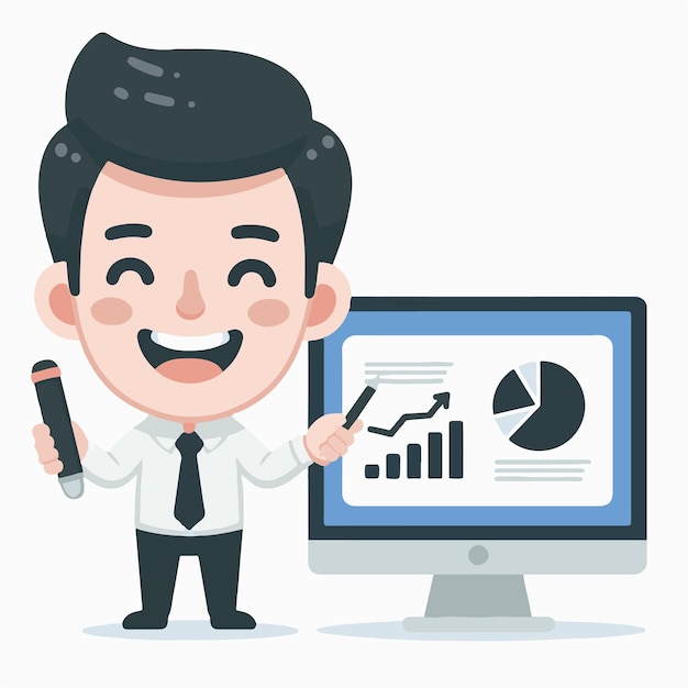 Empresario que presenta los datos