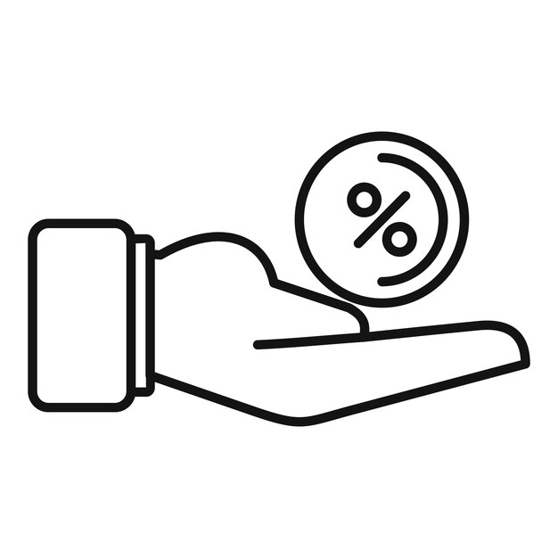 Empresario que sostiene una moneda con el signo de porcentaje que muestra descuento o ventas