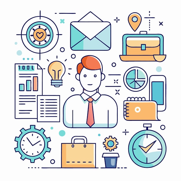 Empresario que trabaja con diversas tareas
