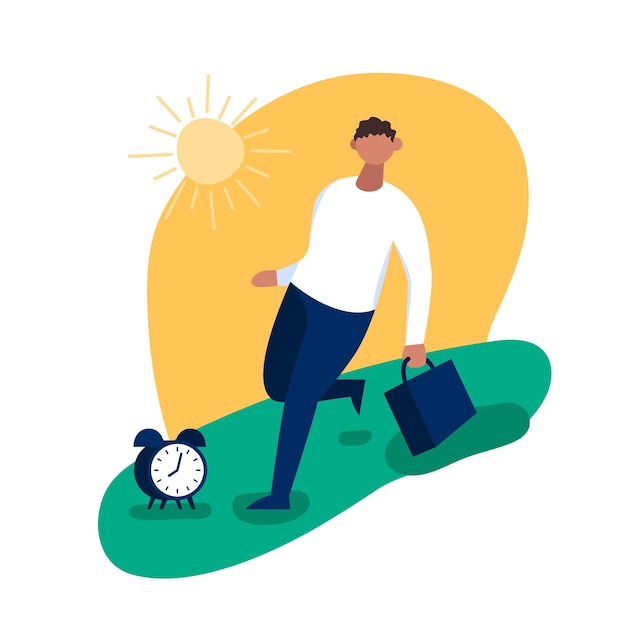 Empresario que va a trabajar Ilustración vectorial de colores